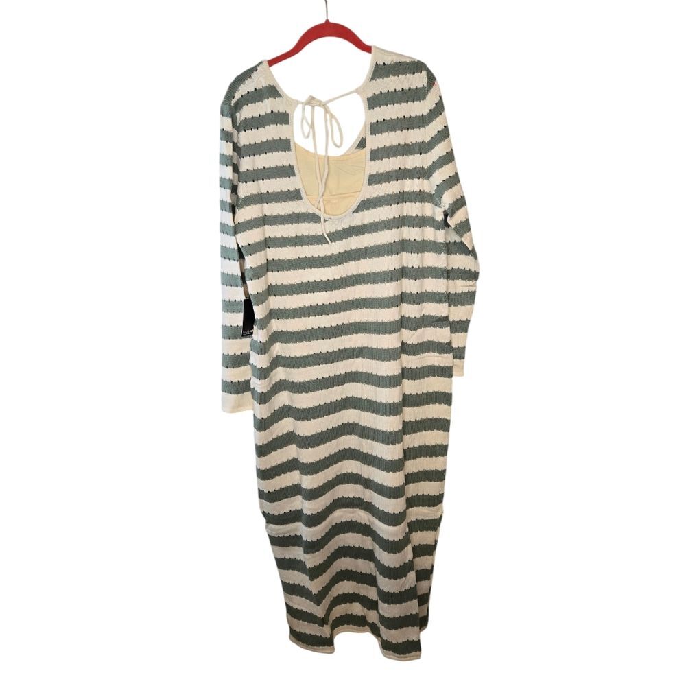 Women's Plus Striped Green Bay Sweater Dress Tie Back NWT Size 18/20 New - Picture 10 of 12